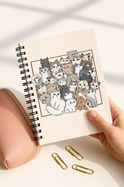 Eldesen Tasarım School Notebook Set with Spiral Dots, A5 Size 50 Sheets 100 Sheets Set of 4, Animal Set