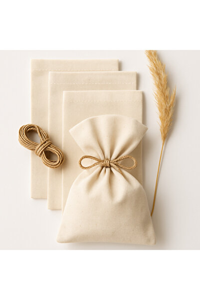 ALASEREN 9×12cm HAM NATURAL BEZ KESE DÜĞÜN, NİŞAN,DAVET VB LAVANTA, SABUN, TAKI VS ÇOK AMAÇLI BEZ POŞET