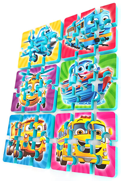 EVAKANCA 6 Parçalı 6 Adet Kalın Çocuk Puzzle Yapboz Araçlar