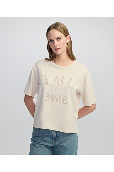 İpekyol Print and Embroidery Mix T-Shirt