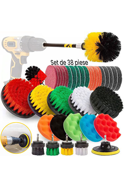 GlowforHome Set 38 piese perii si bureti curatare GlowforHome, duritati diver...