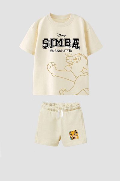 Monila Boys Cotton Crew Neck Lion Printed Tshirt and Shorts Bottom Top Set