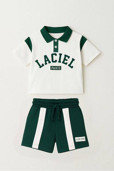 Monila Boy's Polo Neck Printed Shorts Suit