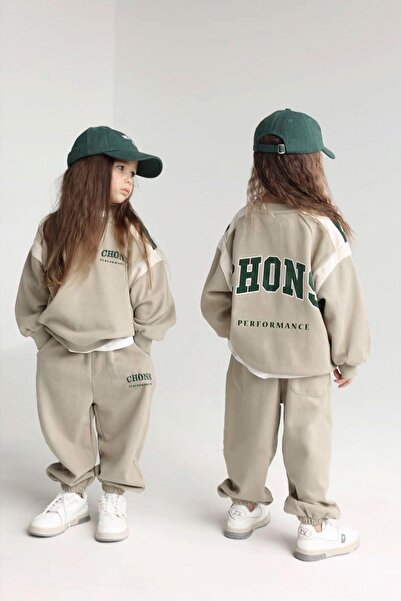 Monila Yeni Sezon Unisex Çocuk 3 I?plik Eşofman Alt Üst Takım