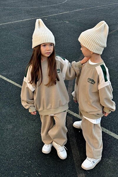 Monila Yeni Sezon Unisex Çocuk 3 I?plik Eşofman Alt Üst Takım