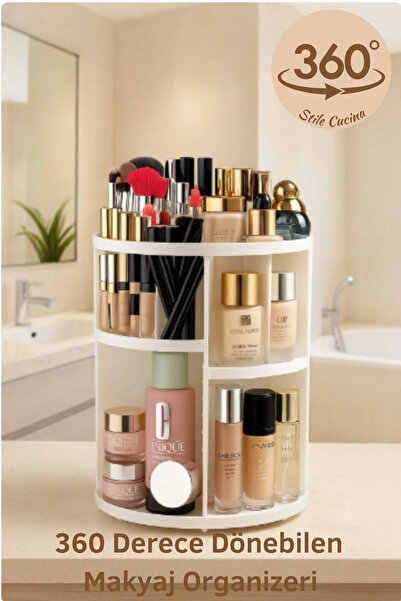 Stile Cucina 360 Derece Dönebilen Makyaj Organizeri Beyaz