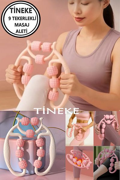 TİNEKE جهاز تدليك لتخفيف العضلات، 9 عجلات، بكرة تصريف الليمف قابلة للتعديل، السيلوليت في الساق والذراع