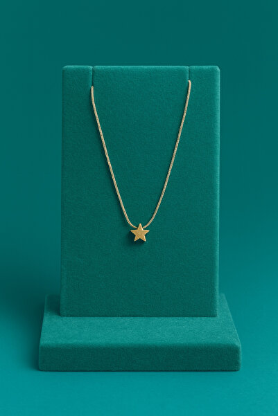 hexelle jewellery Altın Renk Yıldız Kolye – Kadın Minimal Çelik Kolye (Gold Renk Zincirli)