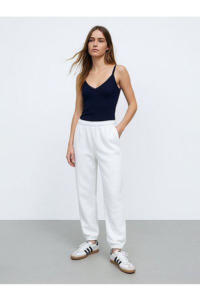 Ltb Trening Jogger alb cu croiala normală - cu slogan