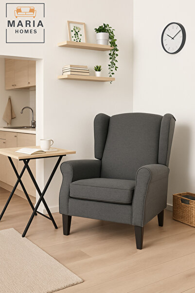 MARIA HOMES Modern Wingback Armchair with Cushion – Elegant Living Room Accent Chair