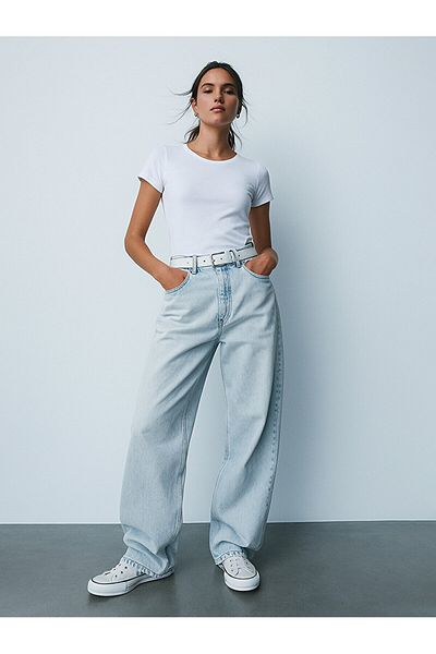 Ltb Short Sleeve Basic Crew Neck Slim White T-Shirt
