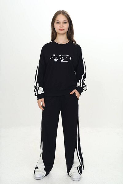 Pantulux Παιδική ριγέ 100% βαμβακερή γαρνιρισμένη φόρμα oversize-297