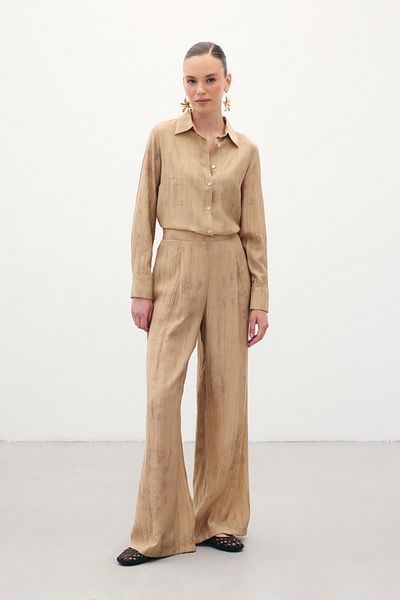 Sateen Pantaloni casual cu model - Camel