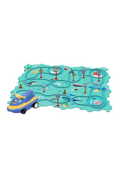 VENTLEX Puzzle Multifunctional Educational Pentru Copii, Model Barcuta, 25 bucati, +3, Albastru