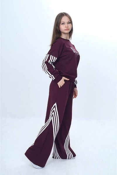 Jannock Set de trening supradimensionat pentru fete cu detaliu dungi - 100% bumbac 2 fire confortabilă-305