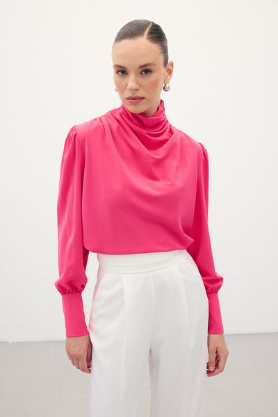 Sateen بلوزة بتفاصيل ثنى - فوشيا