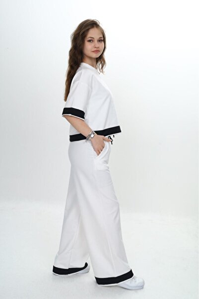 Jannock Girl's 100% Cotton Three Quarter Sleeve Garnished 2 Thread Tracksuit Set-285