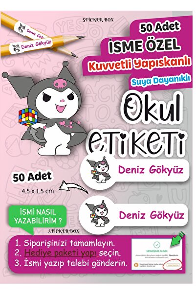 Think And Print Okul Kalem Defter Etiketi Özel Isim Yazılabilen Etiketi Stick...