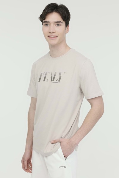 lumberjack ML OWEN 11ITL1067 4FX Μπεζ ανδρικό κοντομάνικο μπλουζάκι