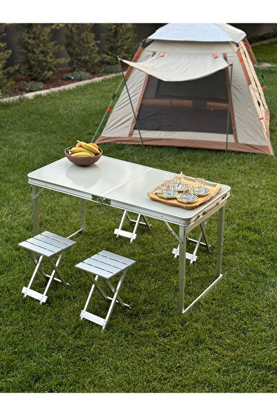 MODULBOX KATLANABİLİR, AYARLANABİLİR ALÜMİNYUM 60X120, 4 TABURE, KAMP MASA TA...