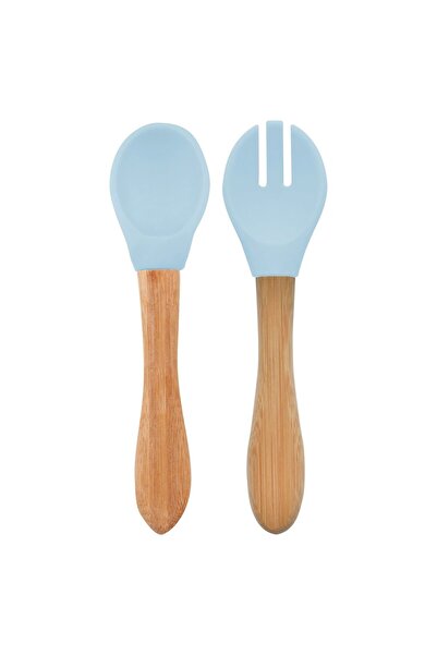 My Reality Fashion طقم ملعقة وشوكة طعام باللون الأزرق المعدني