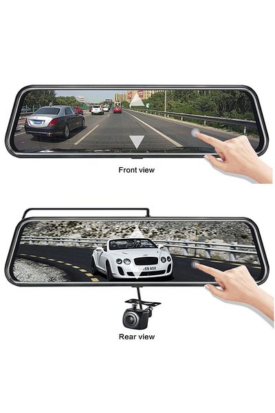 Generic 10-inch Car Dash Cam with Rearview Mirror, Night Vision, 1080P FHD, Full Touchscreen, 170°, WiFi