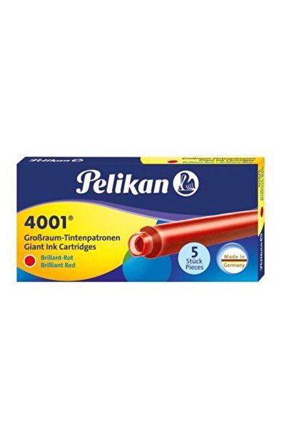 Pelikan 4001 Uzun Mürekkep Kartuşu 5`li Kutu KIRMIZI