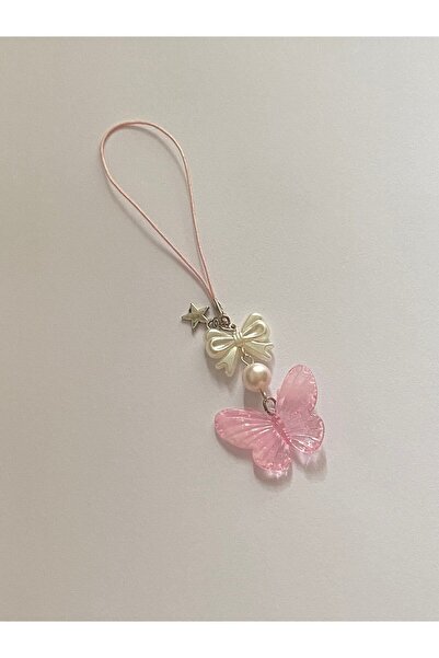 sleyshop Candy Pembe Kelebek y2k Coquette Fairycore Çanta Charmı Telefon Char...