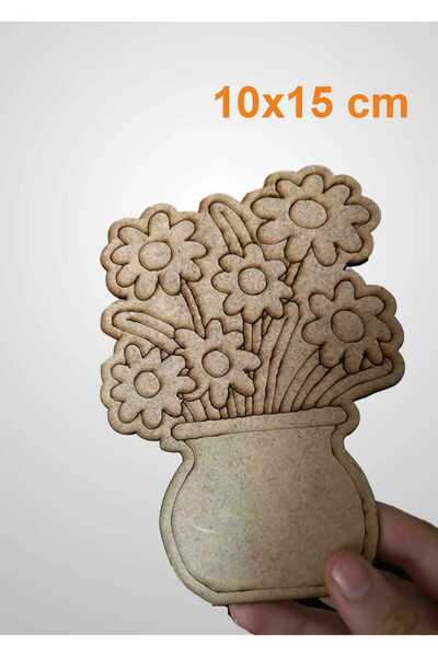 birlazer Vazolu Çiçek Ahşap Boyama Oyuncak Okul Etkinlik Aktivite Sanat 1 adet