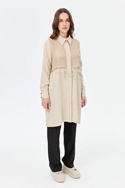 Esswaap File Aller Detaylı Giy Çık Tunik Bej