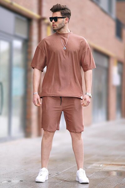 Madmext Σετ ανδρικό σορτς Dried Rose Crew Neck 5949