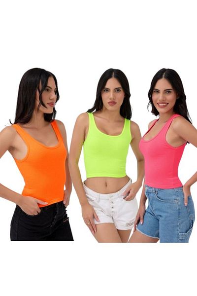 MrrMajestic Camisole Phosphor Women's Short Tank (Crop) 3 Pk.