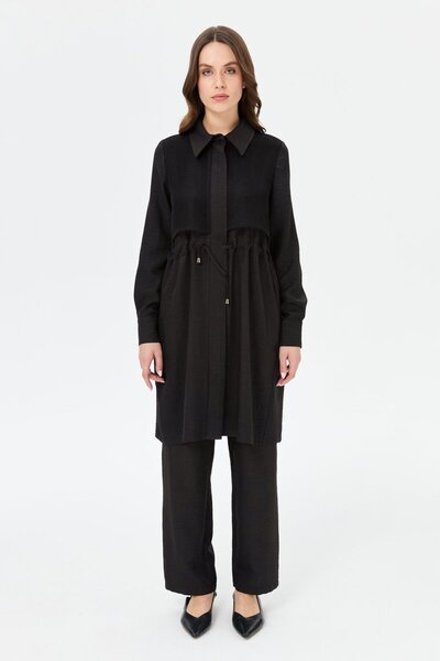 Esswaap File Aller Detaylı Giy Çık Tunik Siyah