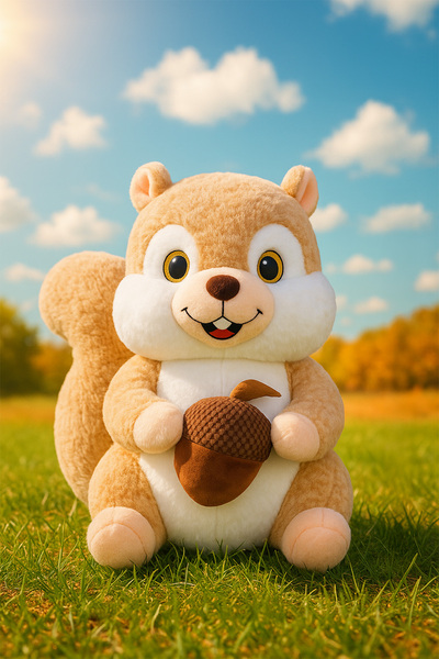 jetlegelsin Meşe Palamudu Tutan 60 Cm Sevimli Peluş Sincap