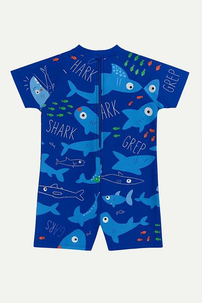 My Kids Wear Costum de baie cu bonetă, fermoar de plajă, salopetă de protecție solară pentru băieți