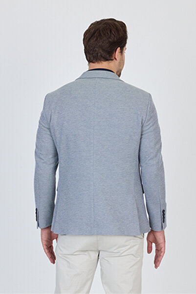 Frappoli Antony Men's Light Navy Blue-Grey Knitted Fabric Stretching Sports Blazer Jacket