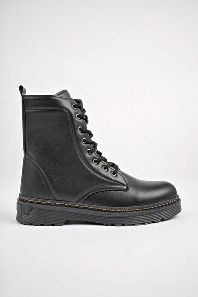 lady classy Kadın Deri Detaylı Kaymaz Taban Postal Bot