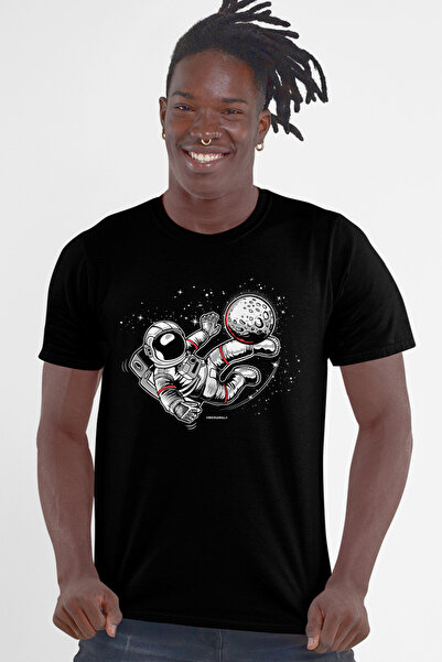 ROCKANDROLL Tricou pentru bărbați cu mânecă scurtă, astronaut, jucător de fotbal