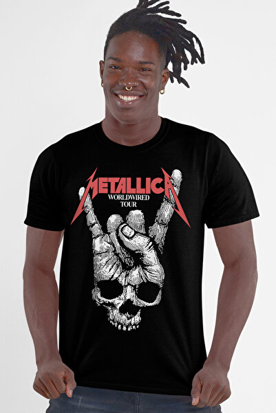 ROCKANDROLL Tricou pentru bărbați Dry Hand negru cu mânecă scurtă