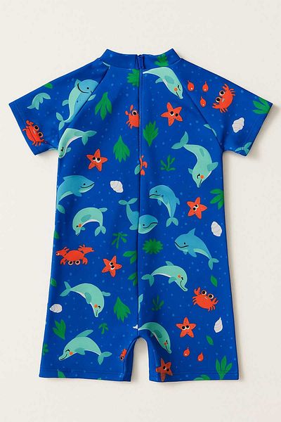 My Kids Wear Costum de baie cu bonetă, fermoar de plajă, salopetă de protecție solară pentru băieți