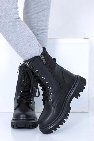 lady classy Kız Çocuk Paraşüt Detaylı Bağcıklı Ve Fermuarlı Bot