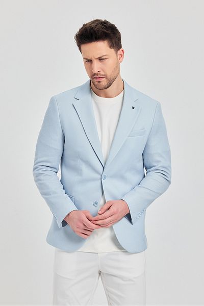 Frappoli Antony Men's Ice Blue Polyester Fabric Slim Fit Spring-Summer Sports Blazer Jacket