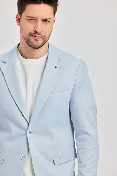 Frappoli Antony Erkek Buz Mavi Polyester Kumaşlı Slim Fit İlkbahar-Yaz Spor Blazer Ceket