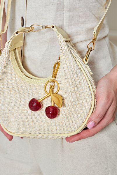 MODA حقيبة يد وكتف نسائية من Mira Butter Yellow Original Straw Charm مع هدية