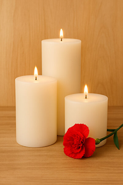 BayCazip Beyaz Renk Silindir Mum Boylar 7.12.20 Cm