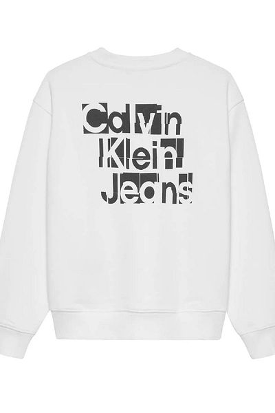 Calvin Klein Baskılı Erkek Beyaz Sweatshirt وضعت Inst. شبكة Crewneck