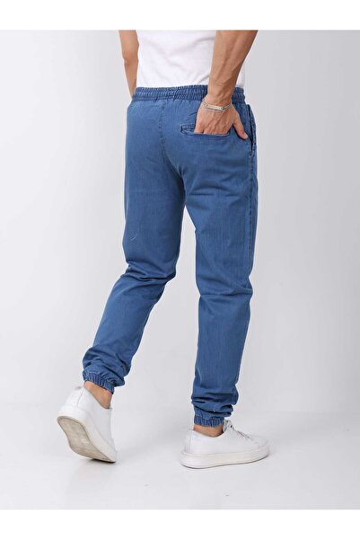 FULL AND FULL erkek mavi jogger rahat kesımlastikli günlük pantolon