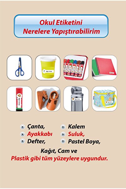 Foldart Sevimli Hayvanlar Temalı Okul Etiketi İsim Yazılabilen – Suya Dayanıklı – Kalem, Defter Etiketi