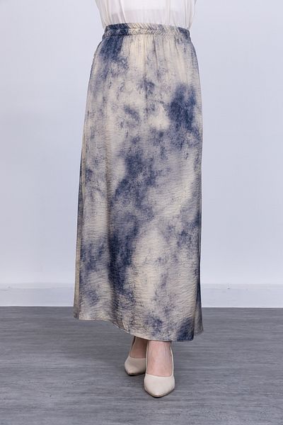 Linvey Summer Women's Standard Size Elastic Viscon Shiny Fabric Ankle Length Skirt