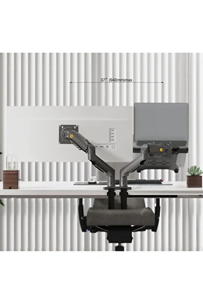 Nb North Bayou NB F160-FP Black Laptop Stand for 10-17" Laptops and 17-30" Monitors up to 9 kg, Movable Arm, Adjustable Tray